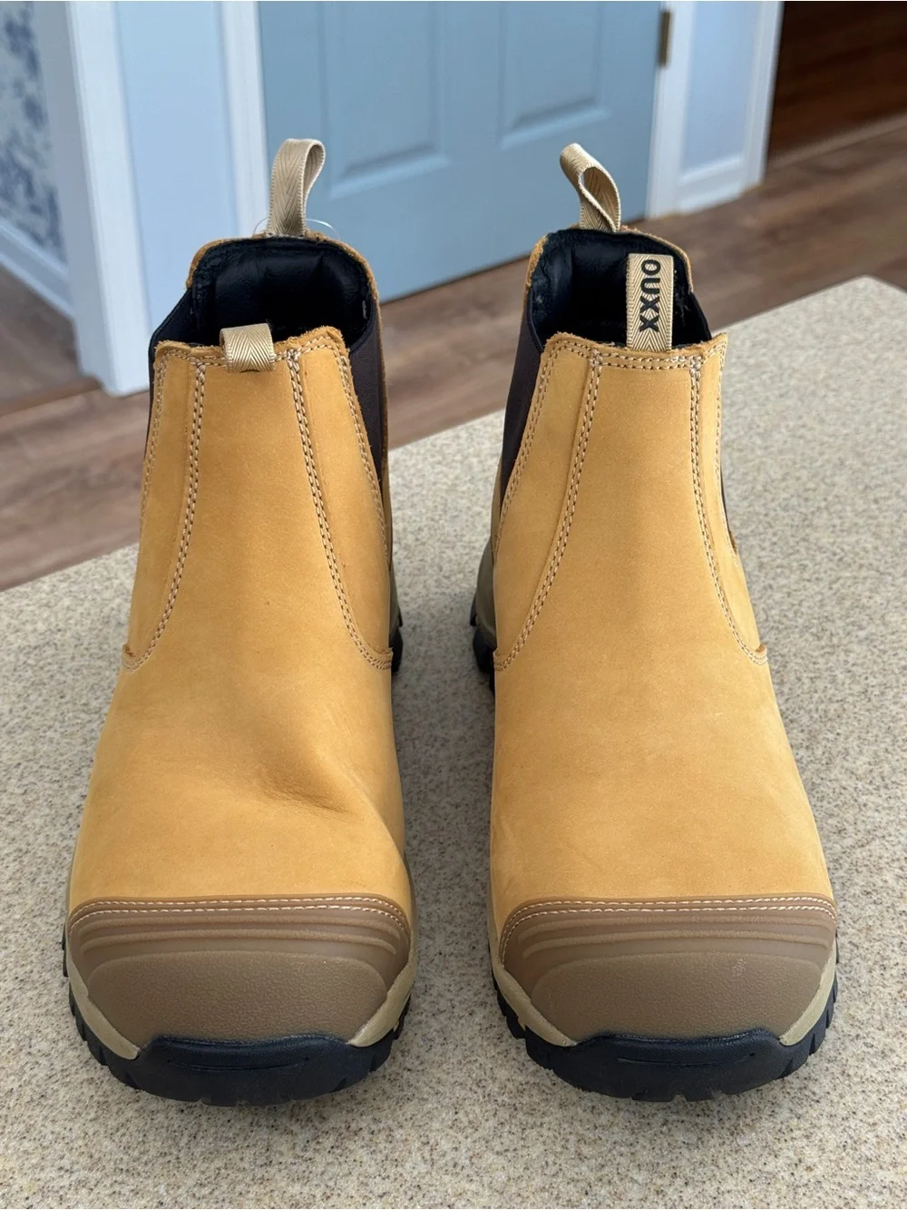 Ouxx Men’s Steel Toe Oil Slip Resistant Pull On Work Boots 11.5 Chelsea Nubuck